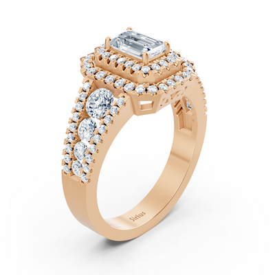 Diamant & Saphir Halo Verlobungsring aus Roségold