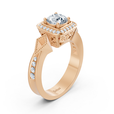 Diamant Seitenstein Halo Verlobungsring aus Roségold