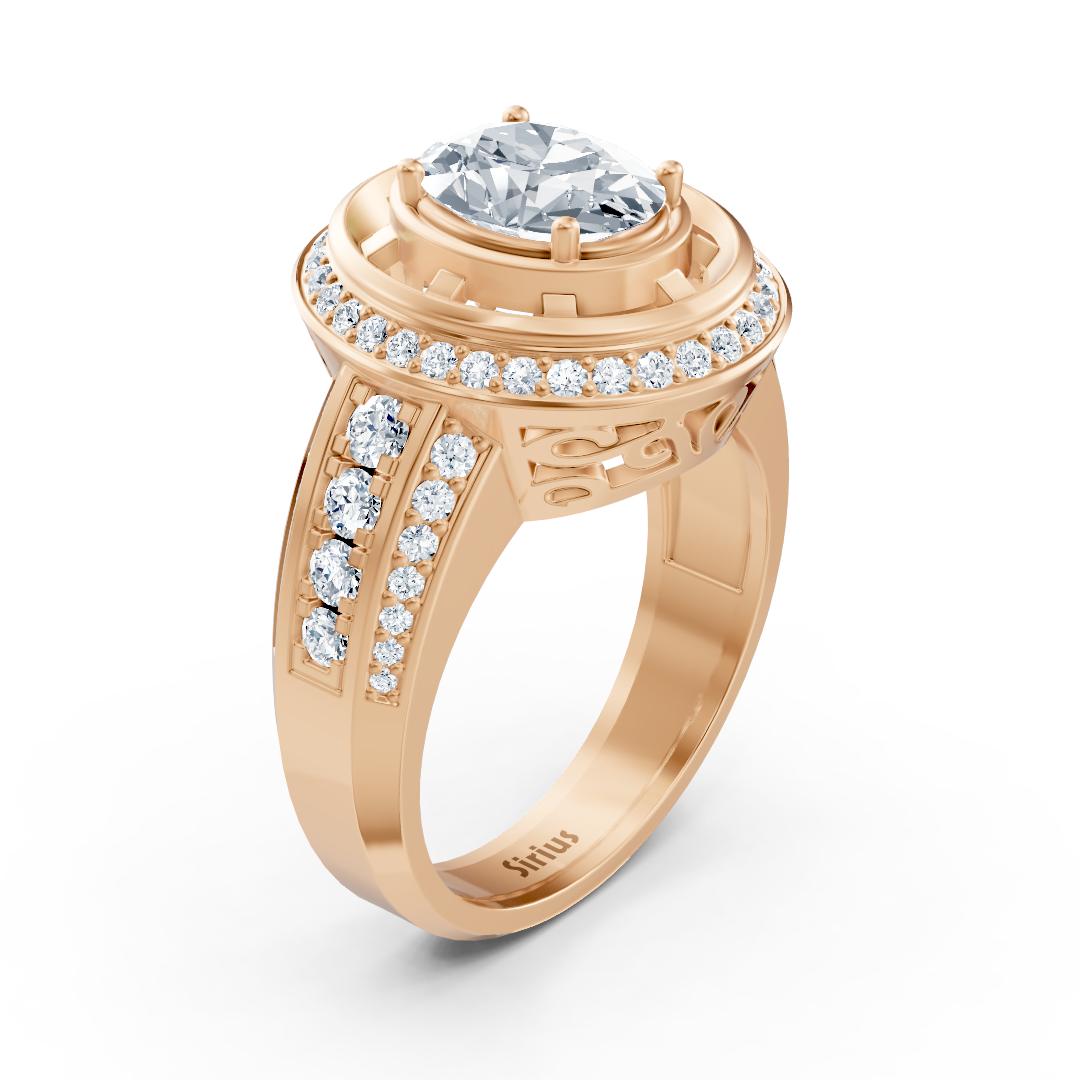Roségoldener Halo-Verlobungsring mit Diamanten & Turmalin