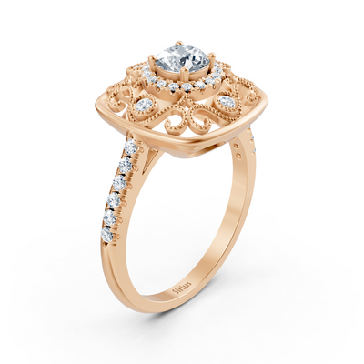 Extravaganter Roségold Halo Diamant Cocktailring