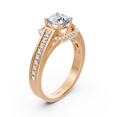 Eleganter Roségold Seitenstein Diamantring