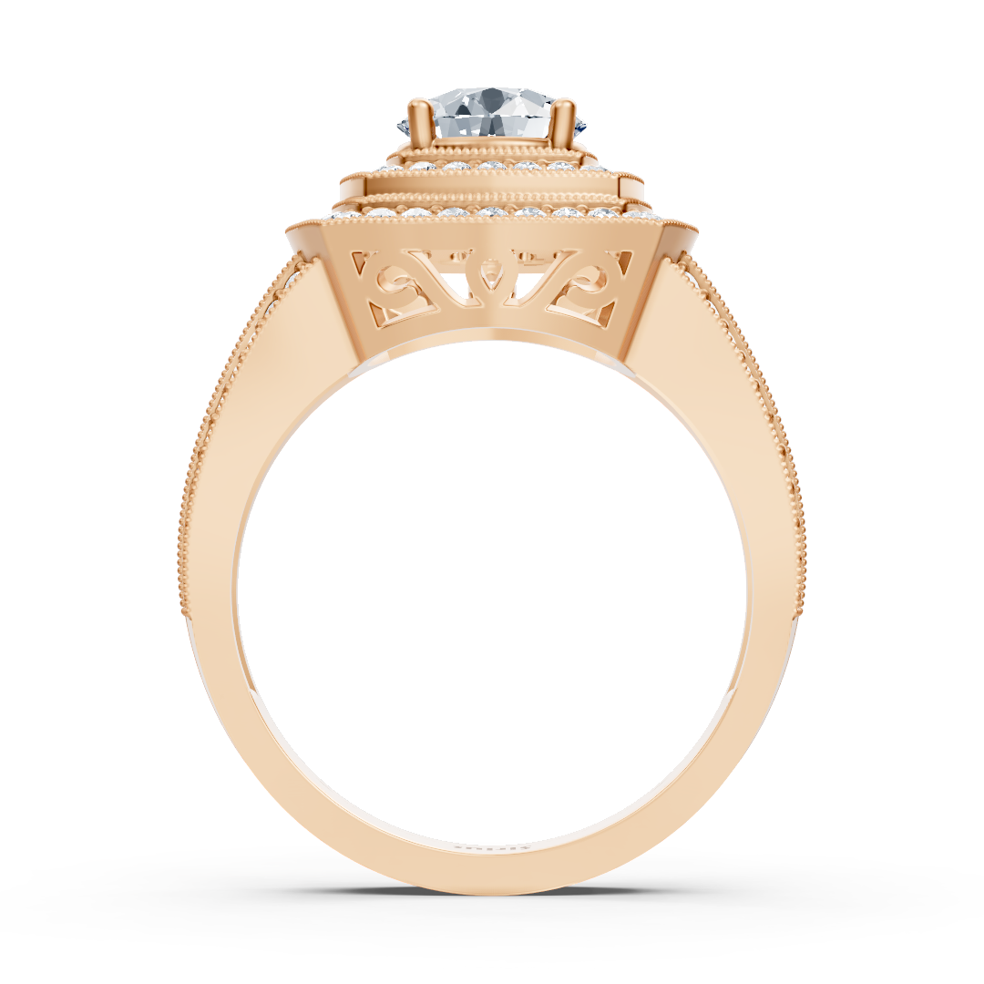 Roségoldener Quadratischer Halo Diamantring