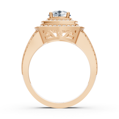 Roségoldener Quadratischer Halo Diamantring