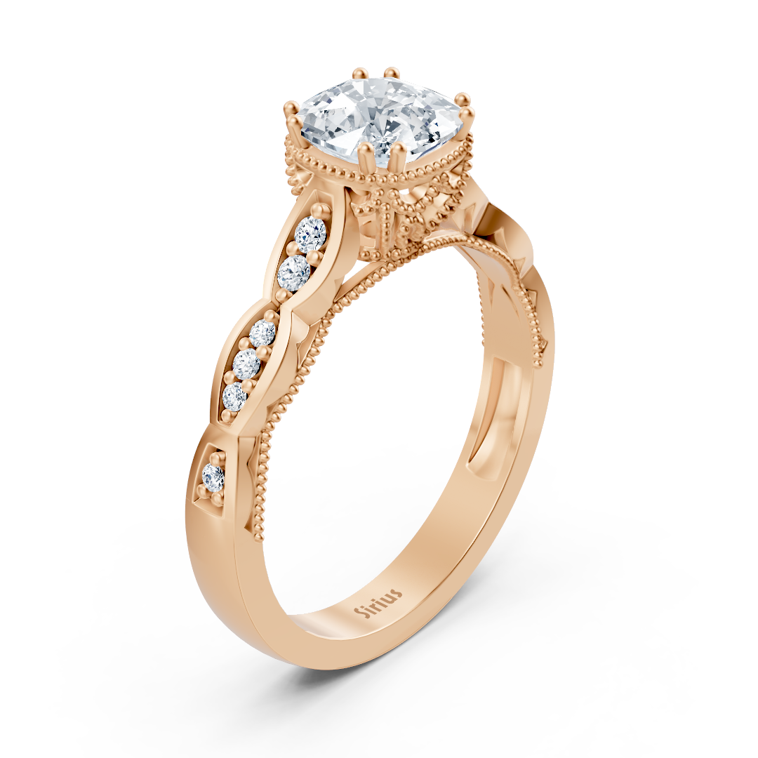 Diamond and ruby ​​ring rose gold