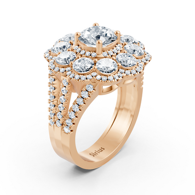 Diamant-, Smaragd- und Rubinring Roségold