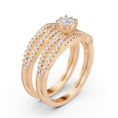 Diamant Brautring-Set Roségold