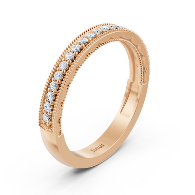 0.21 Karat Diamant Halbe Ewigkeit Ring mit Milgrain-Details aus 14 Karat Roségold