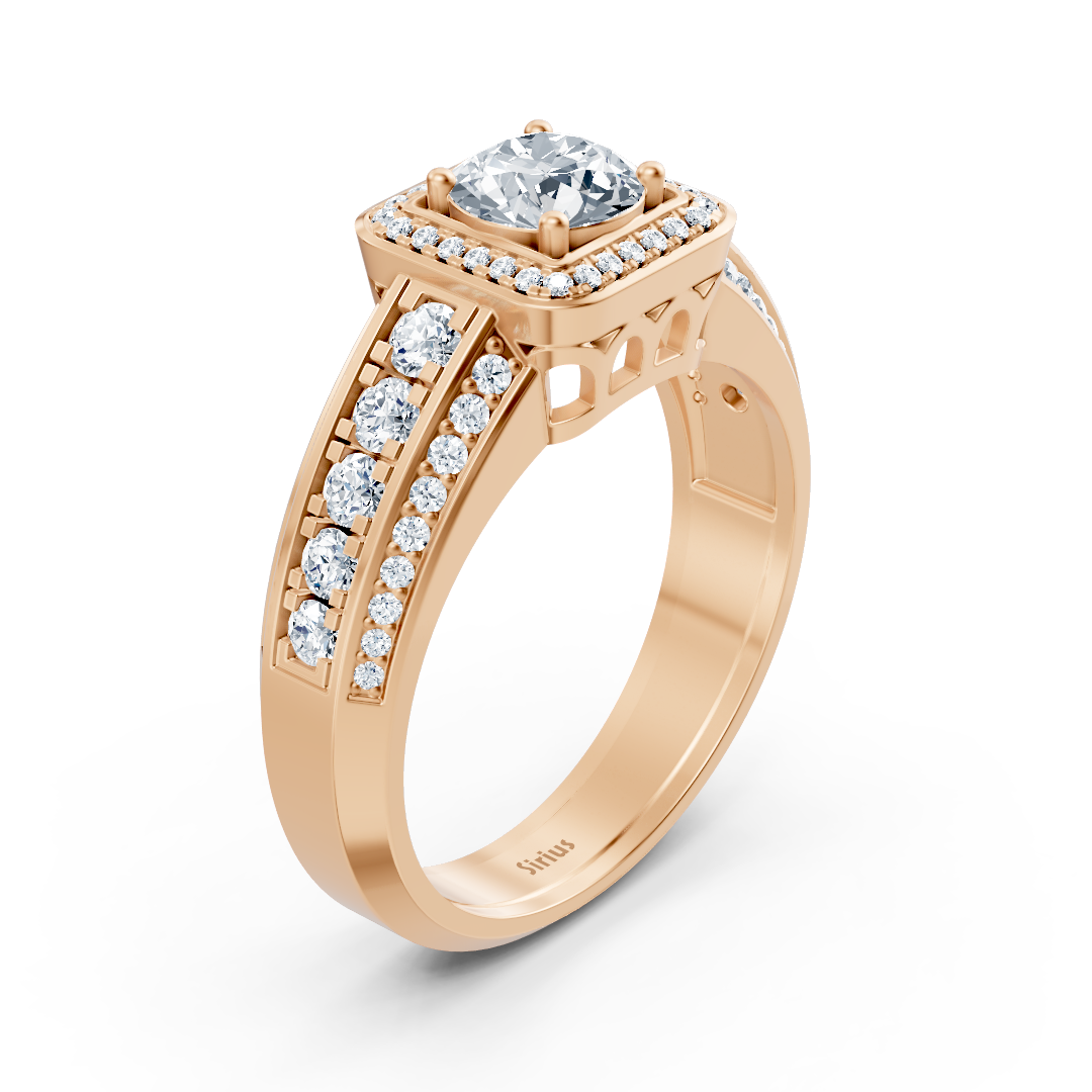 1.41 carat princess cut diamond ring in 14 carat rose gold