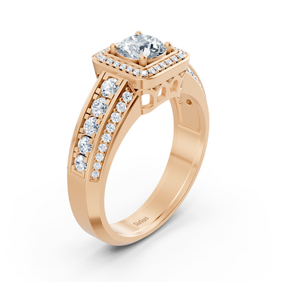 1.41 carat princess cut diamond ring in 14 carat rose gold