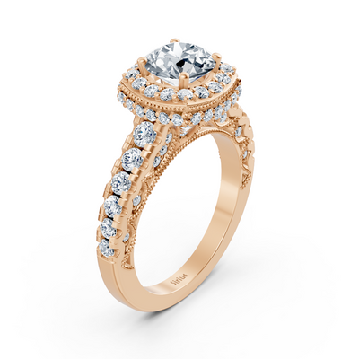 Birgie Sirius rose gold halo round cut diamond engagement ring