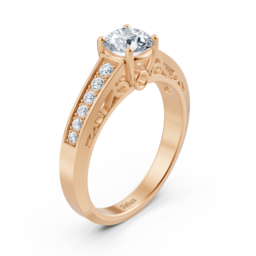 Birgie Roségold Kanalgefasster Diamantring mit Rundschliff