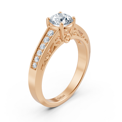 Birgie Roségold Kanalgefasster Diamantring mit Rundschliff