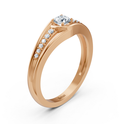 0.30 carat diamond accent ring in rose gold with side diamonds