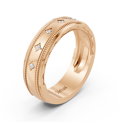 0.05 Karat Diamant Herren Ehering in Rosegold