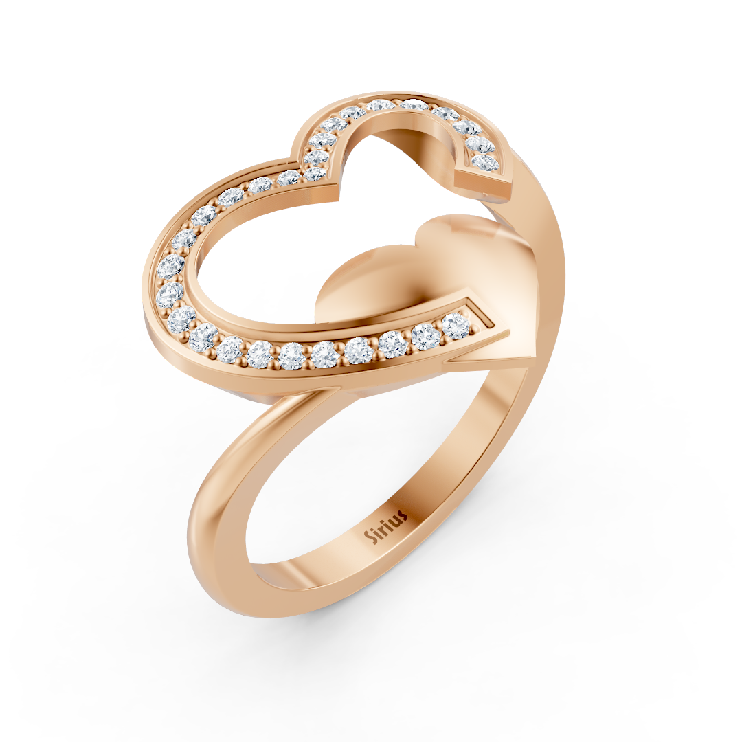 Romantischer Herz Diamantring in Roségold mit Pavé-Fassung