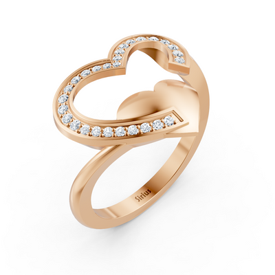 Romantischer Herz Diamantring in Roségold mit Pavé-Fassung