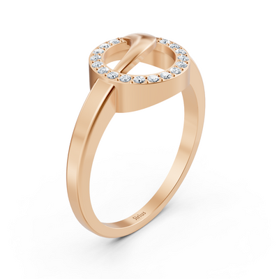 Anmutiger Roségold Diamantring mit Krappenfassung