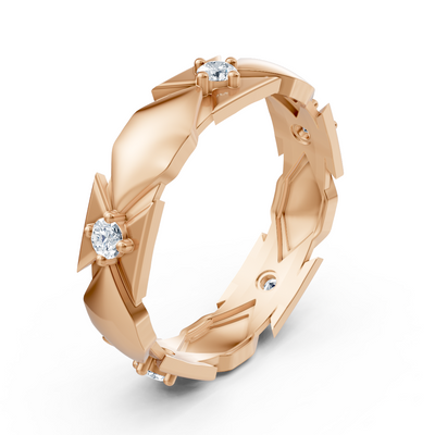 Exclusive rose gold diamond ring with a modern design