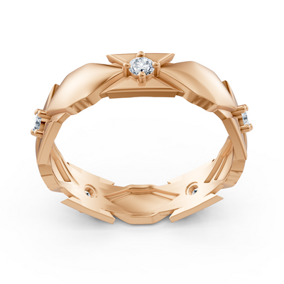 Exclusive rose gold diamond ring with a modern design