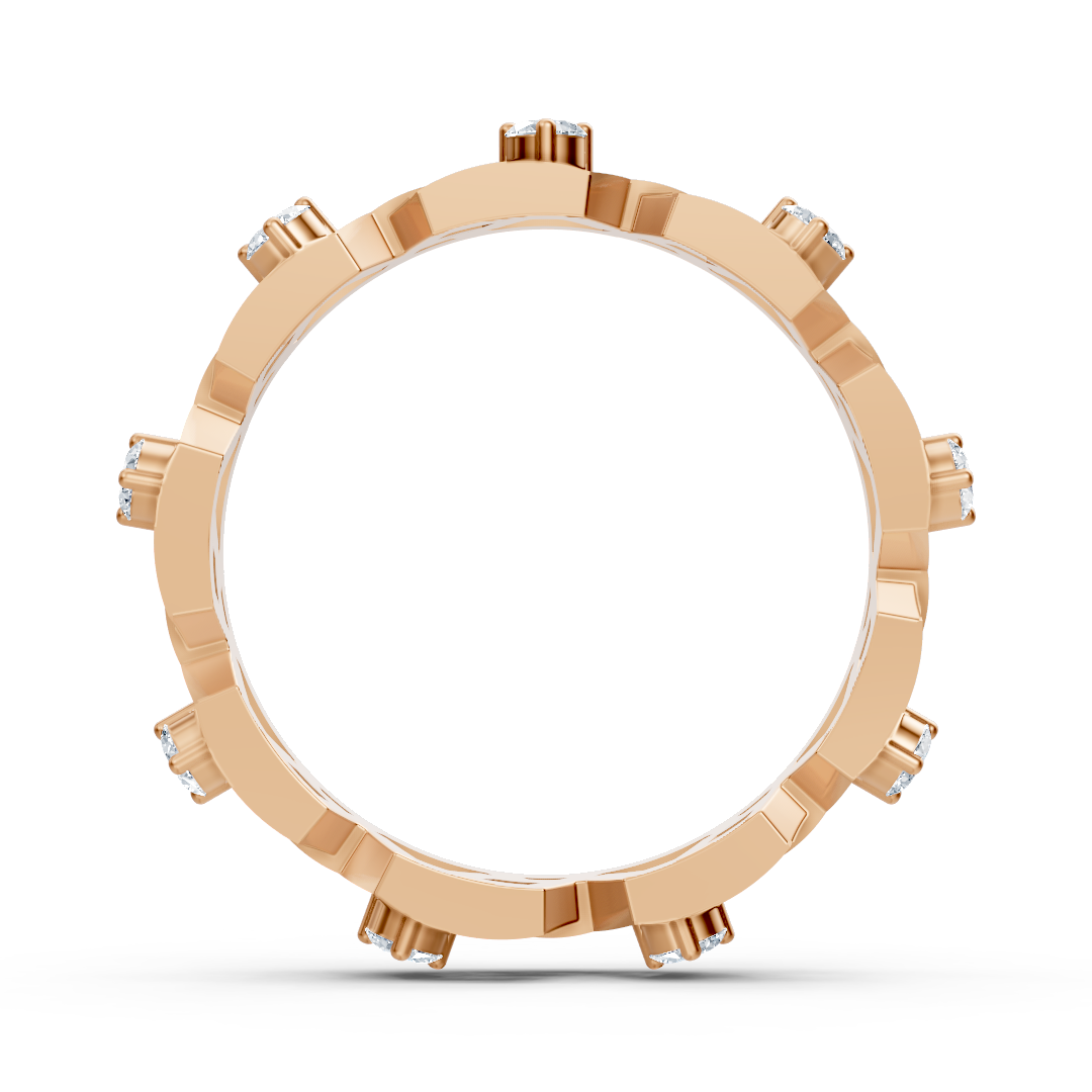 Geometric rose gold ring with diamonds