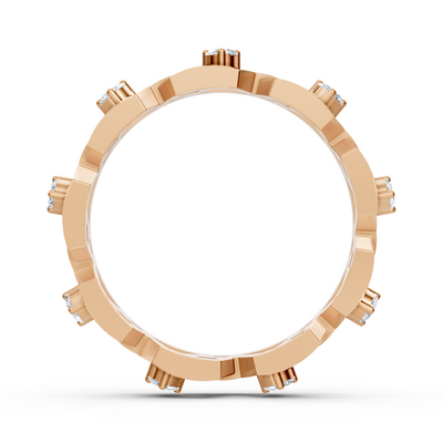 Geometric rose gold ring with diamonds