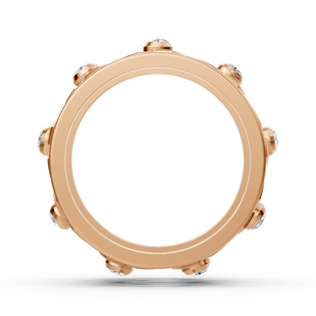 Rosegold-Diamantring mit Schneeflockenmotiv – 8 Diamanten