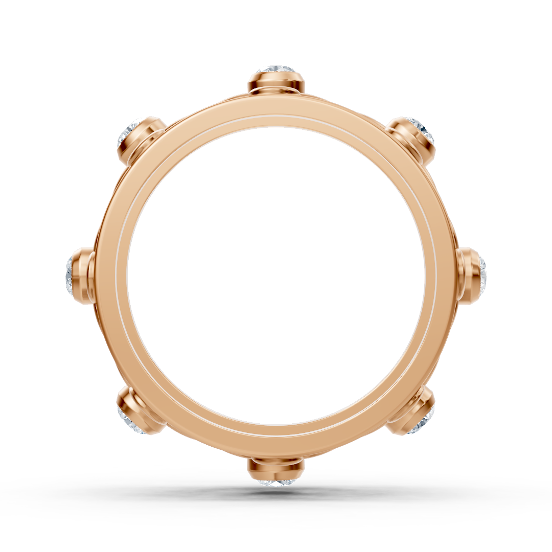 Filigree flower ring with diamonds in 14K rose gold