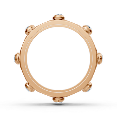 Filigree flower ring with diamonds in 14K rose gold