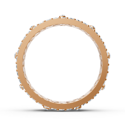 Zarter Blütenkranz Diamantring - 14K Rosegold, ca. 0.49 Karat