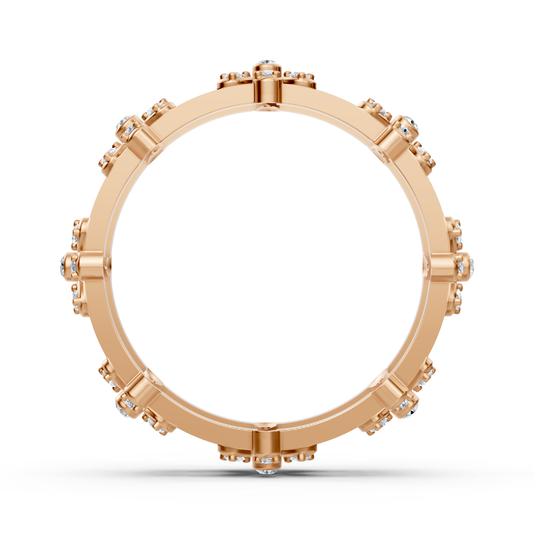Radiant diamond ring "Sea of ​​Flowers" - 14K rose gold, 0.464 carat diamonds
