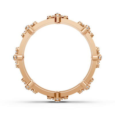 Radiant diamond ring "Sea of ​​Flowers" - 14K rose gold, 0.464 carat diamonds