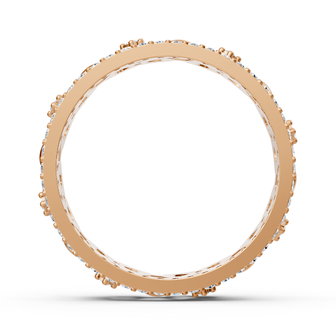 Rose gold diamond ring with chain pattern