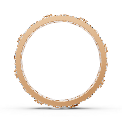 Rose gold diamond ring with chain pattern