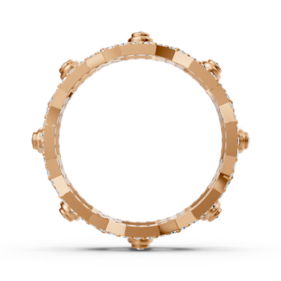 Rosegoldener Diamantring mit Ketten- und Kreisdesign
