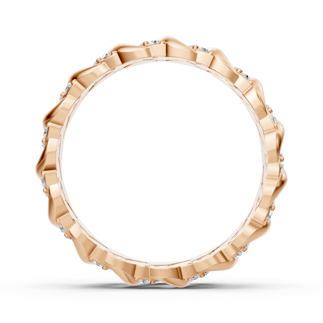 Delicate rose gold ring with diamonds in a heart-shaped design