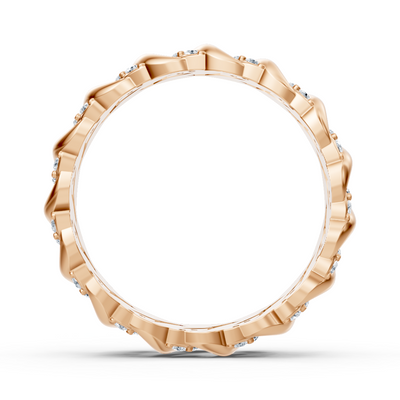 Delicate rose gold ring with diamonds in a heart-shaped design