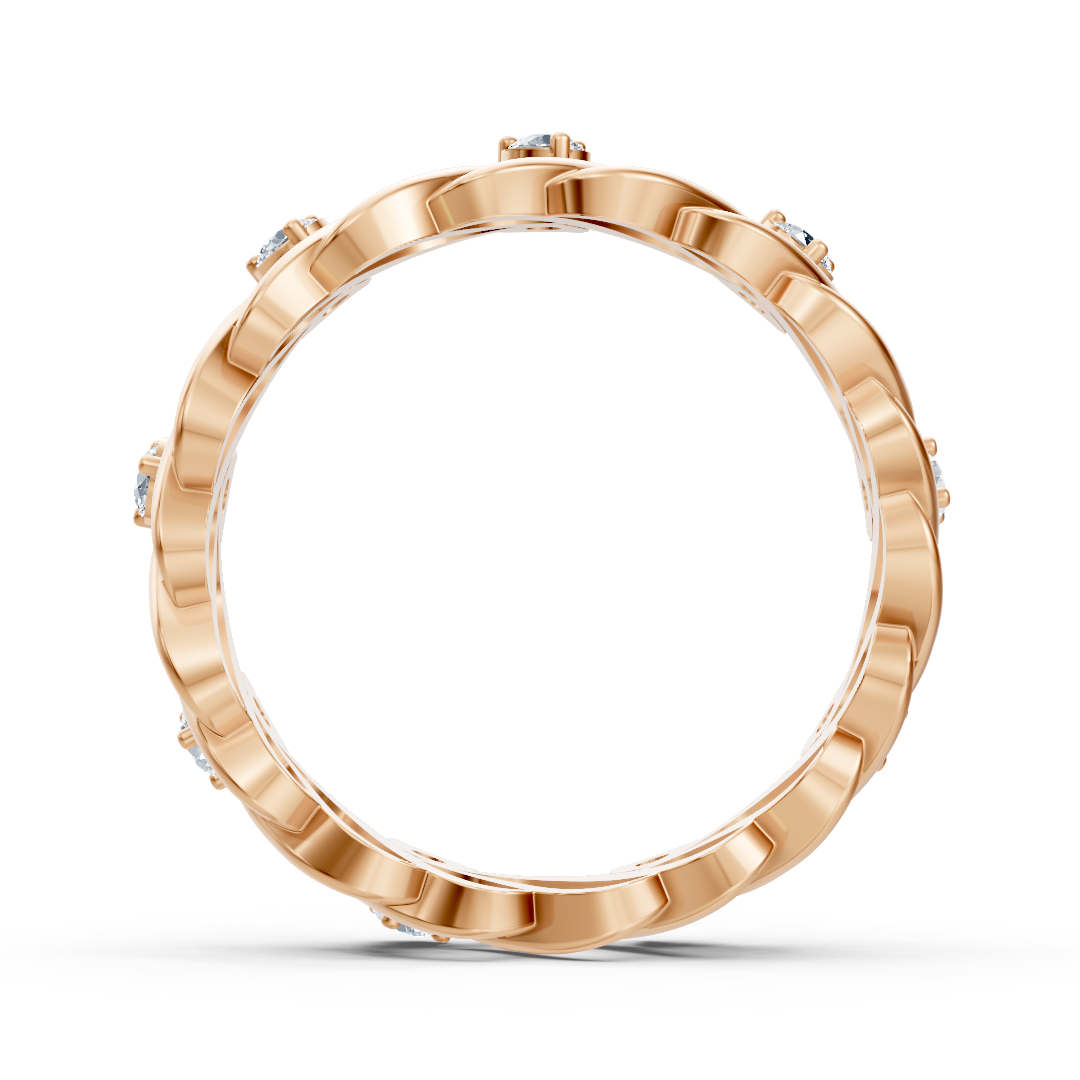 14 Karat Rosegold Diamant Bandring "Welle der Anmut