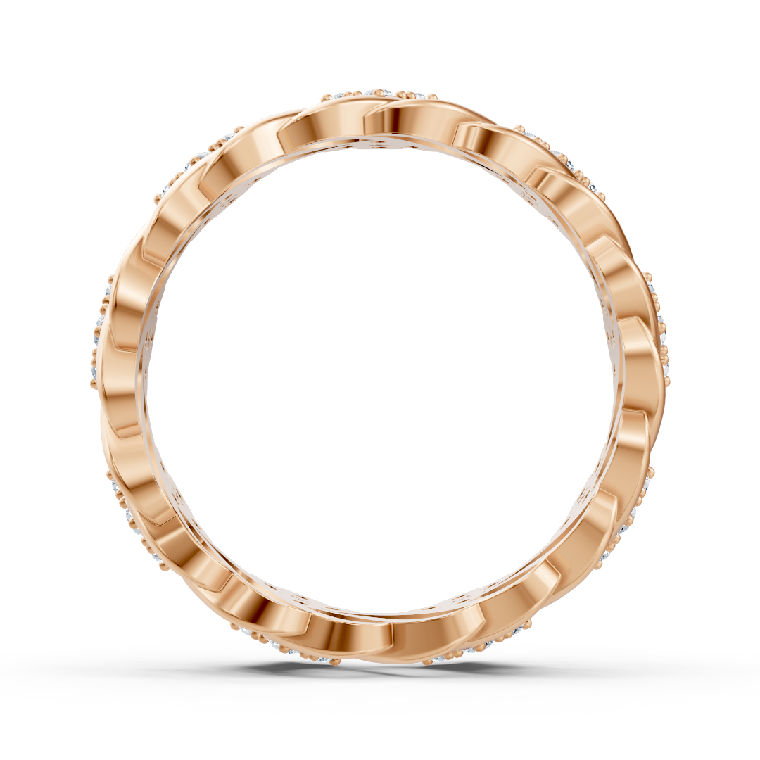 14 carat rose gold diamond band ring "Ice Flower"