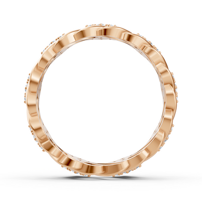 14 carat rose gold diamond band ring "Ice Flower"