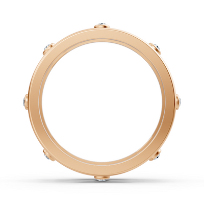 Elegant rose gold ring with round diamonds in bezel design