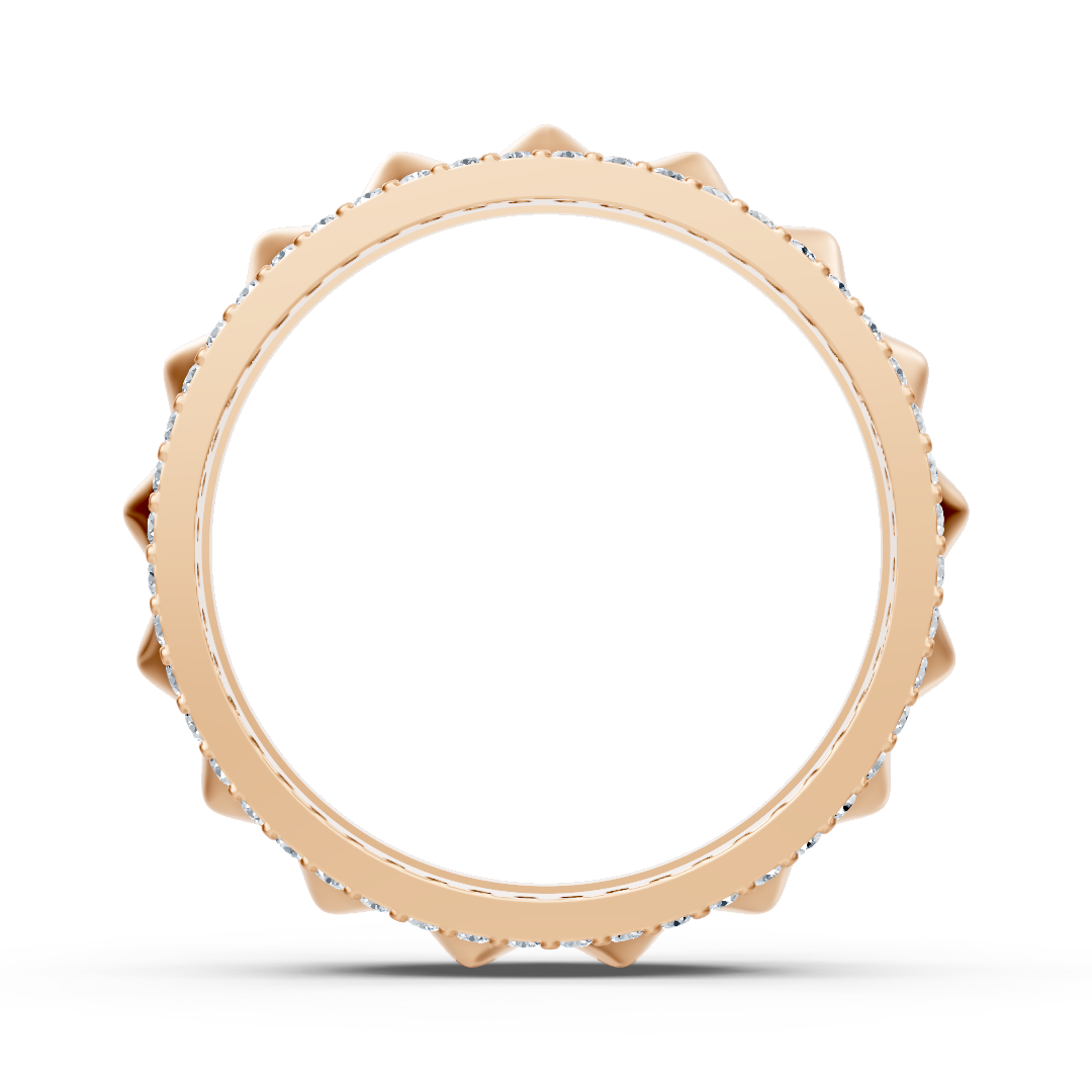 Elegant rose gold ring with round diamonds in prong design