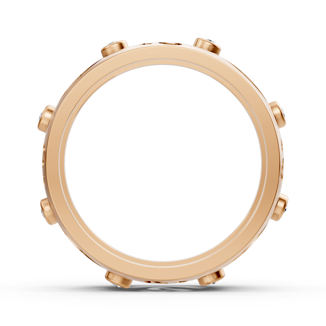 Elegant rose gold ring with round diamonds in bezel design