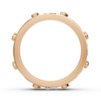 Elegant rose gold ring with round diamonds in bezel design