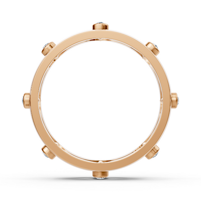 Eleganter Rotgold-Ring mit Runddiamanten im Bezel-Design