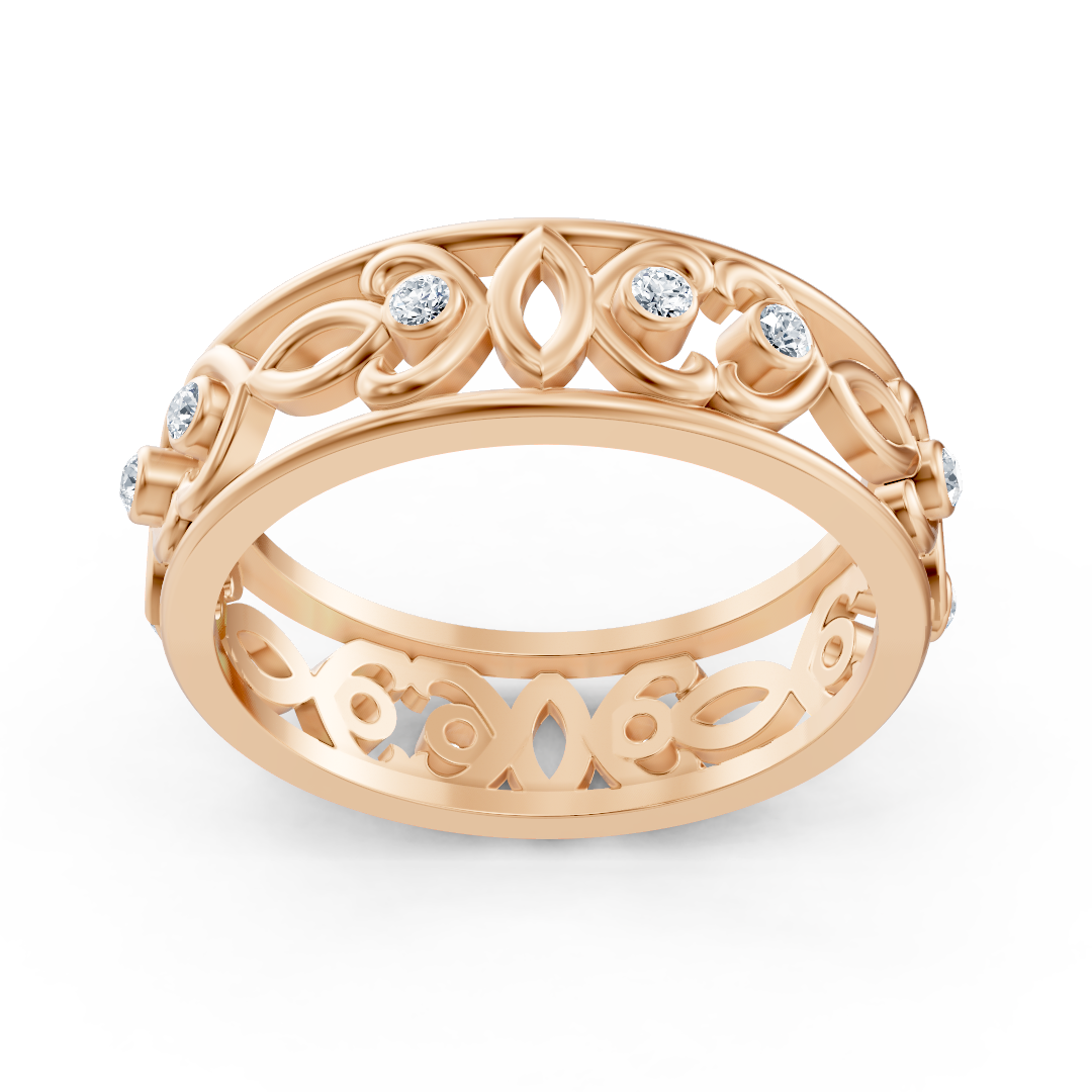 Moderner Rosegold-Ring mit Runddiamanten im Bezel-Design