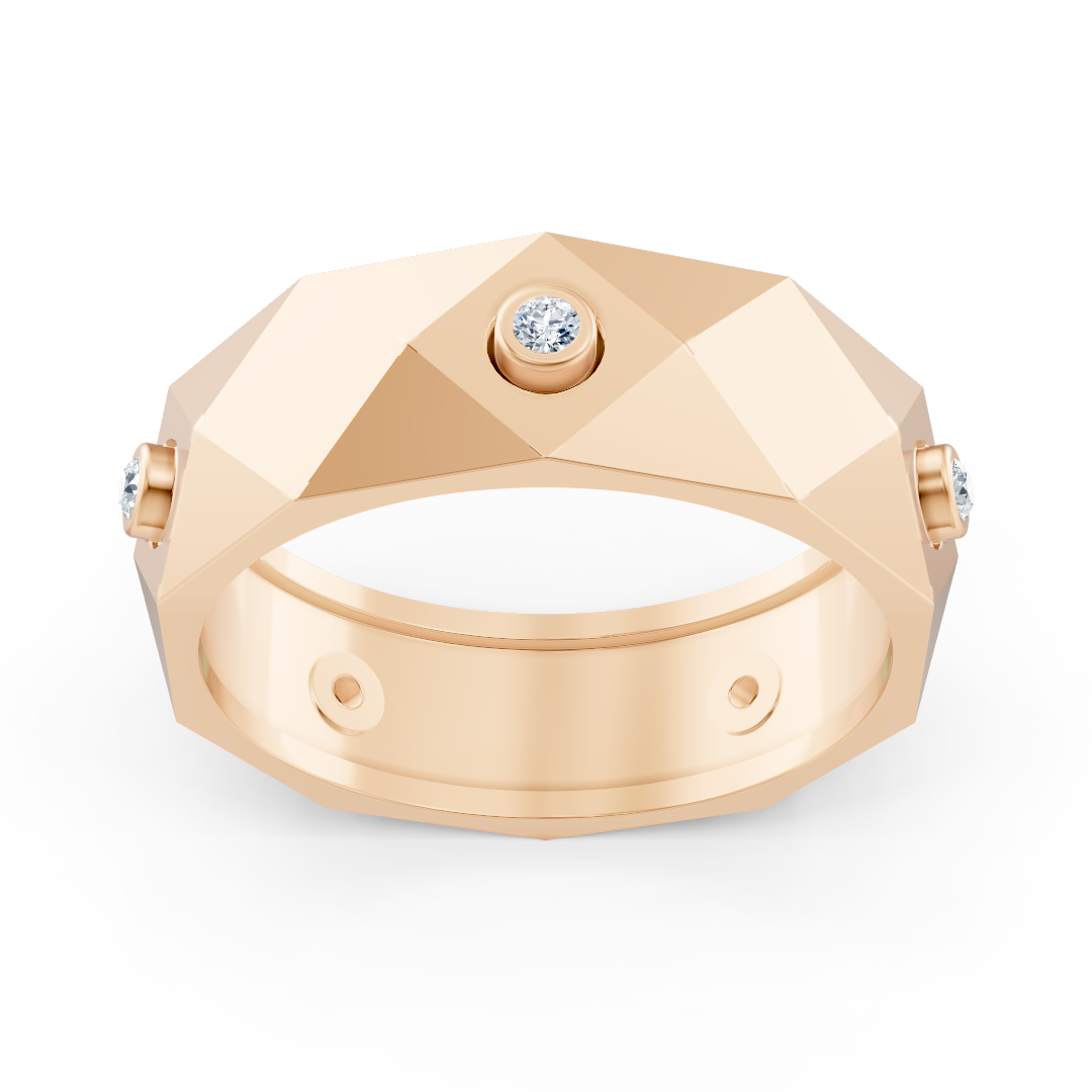 Moderner Rosegold-Ring mit Runddiamanten im Bezel-Design