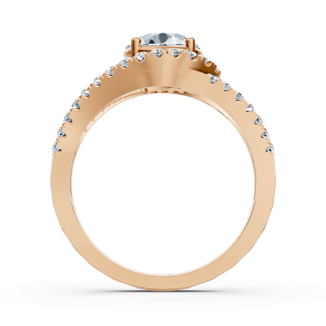 Roségoldener Diamant-Halo-Verlobungsring