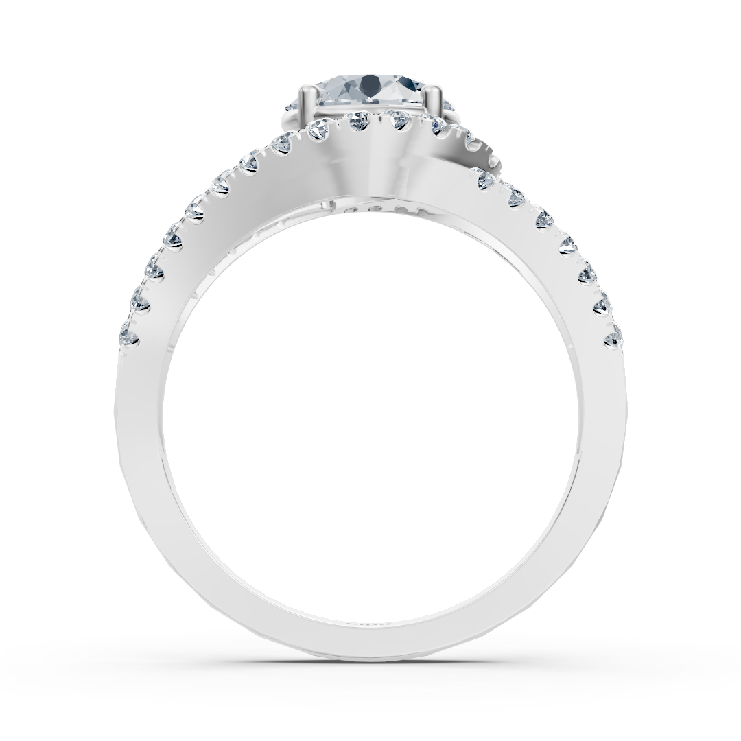 Weissgoldener Diamant-Halo-Verlobungsring