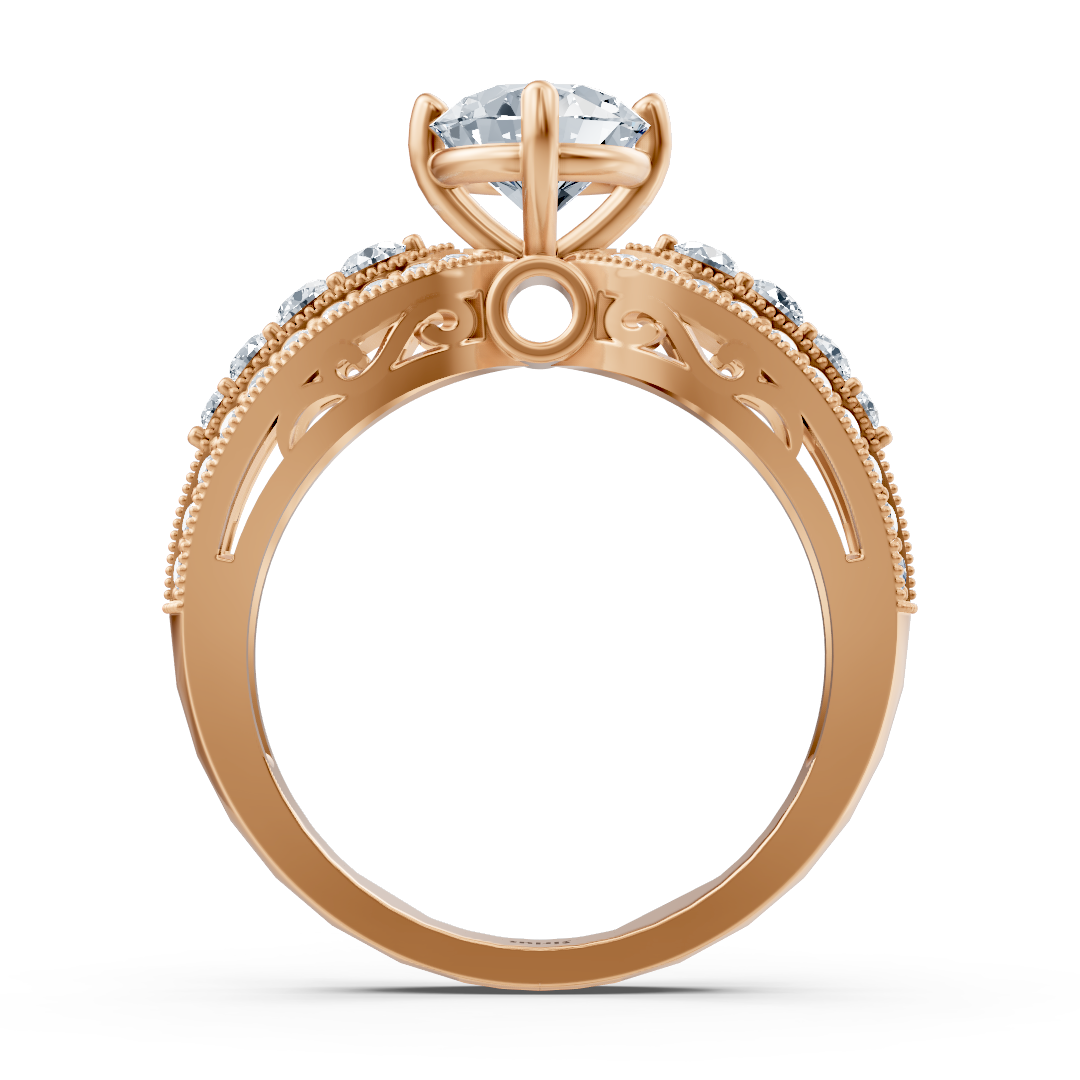Extravagant diamond engagement ring in 14 carat rose gold