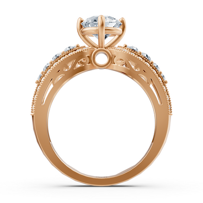 Extravagant diamond engagement ring in 14 carat rose gold